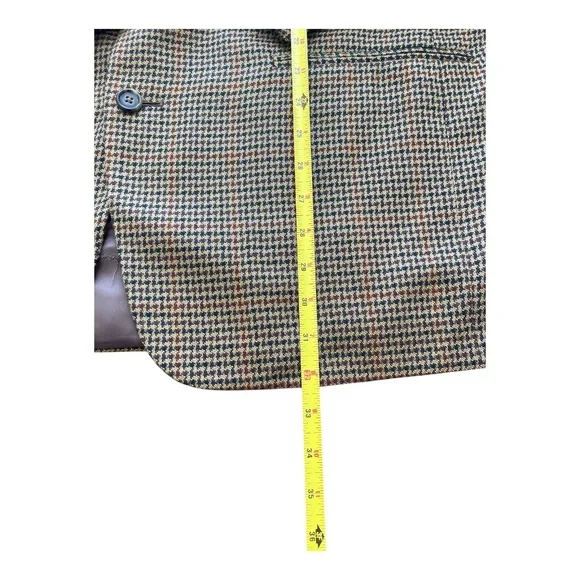 David G. Cotugno Mens 2 Button Silk Wool Blazer Jacket Beige Yellow Houndstooth - Picture 6 of 14
